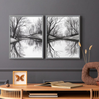 Paysages de la série XXIII - reproduction encadrée de qualité supérieure - prête à être accrochée - aucun clou requis - aucun clou requis