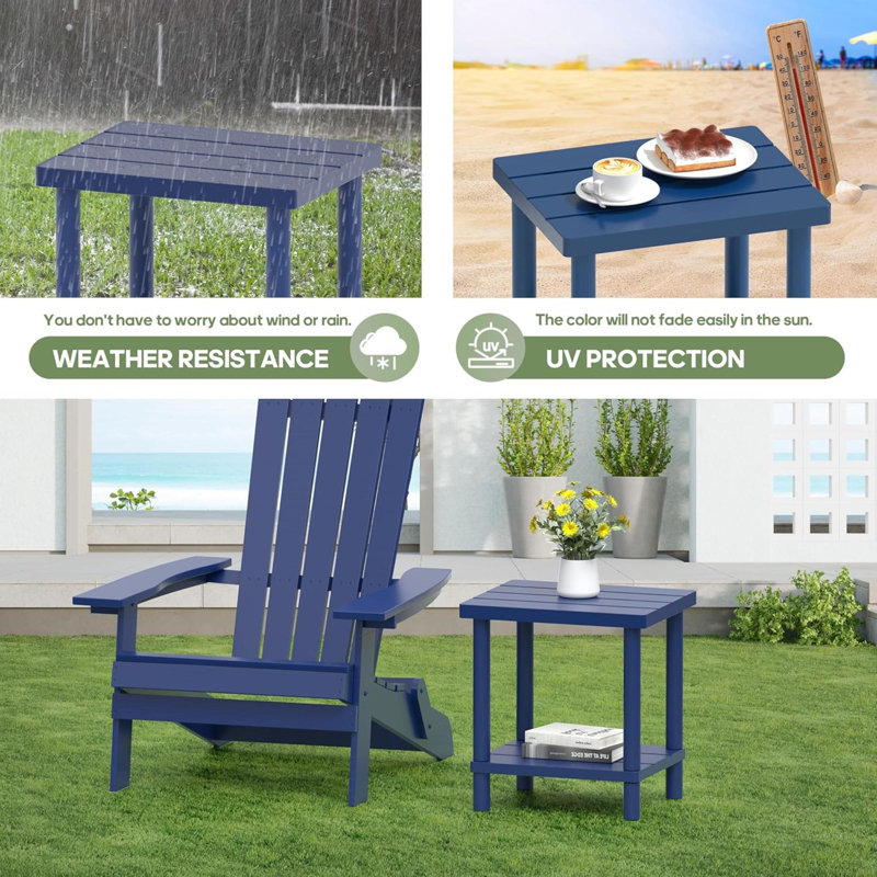 Outdoor Side Table 2 Tier  Outdoor Table For Adirondack Side Tables For Outside Or Indoor Bamboo End Table For Pool Porch Weather Resistant Easy Maintenance