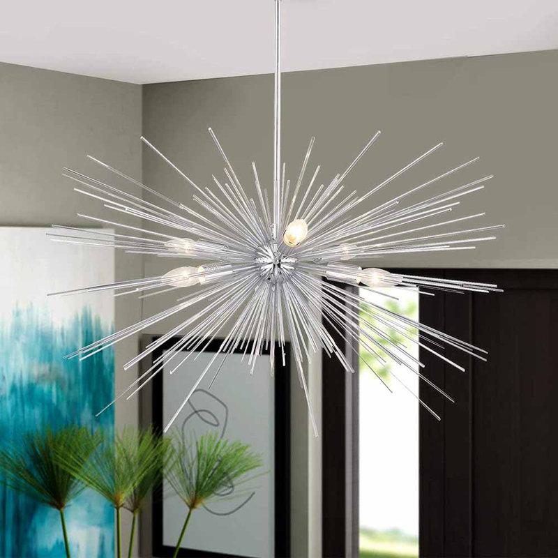 Lustre spoutnik 6 lumières au fini chrome, Chrome