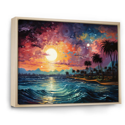 «Colorful Bold Palm Trees Landscape I», reproduction sur toile