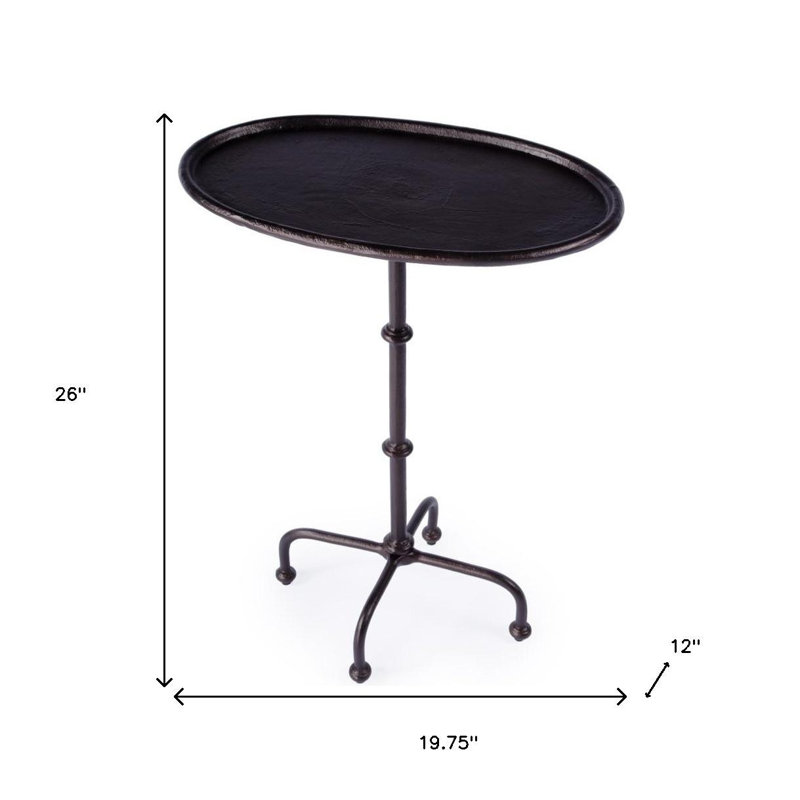 Table d'appoint à piédestal d'extérieur 20 po en aluminium noir