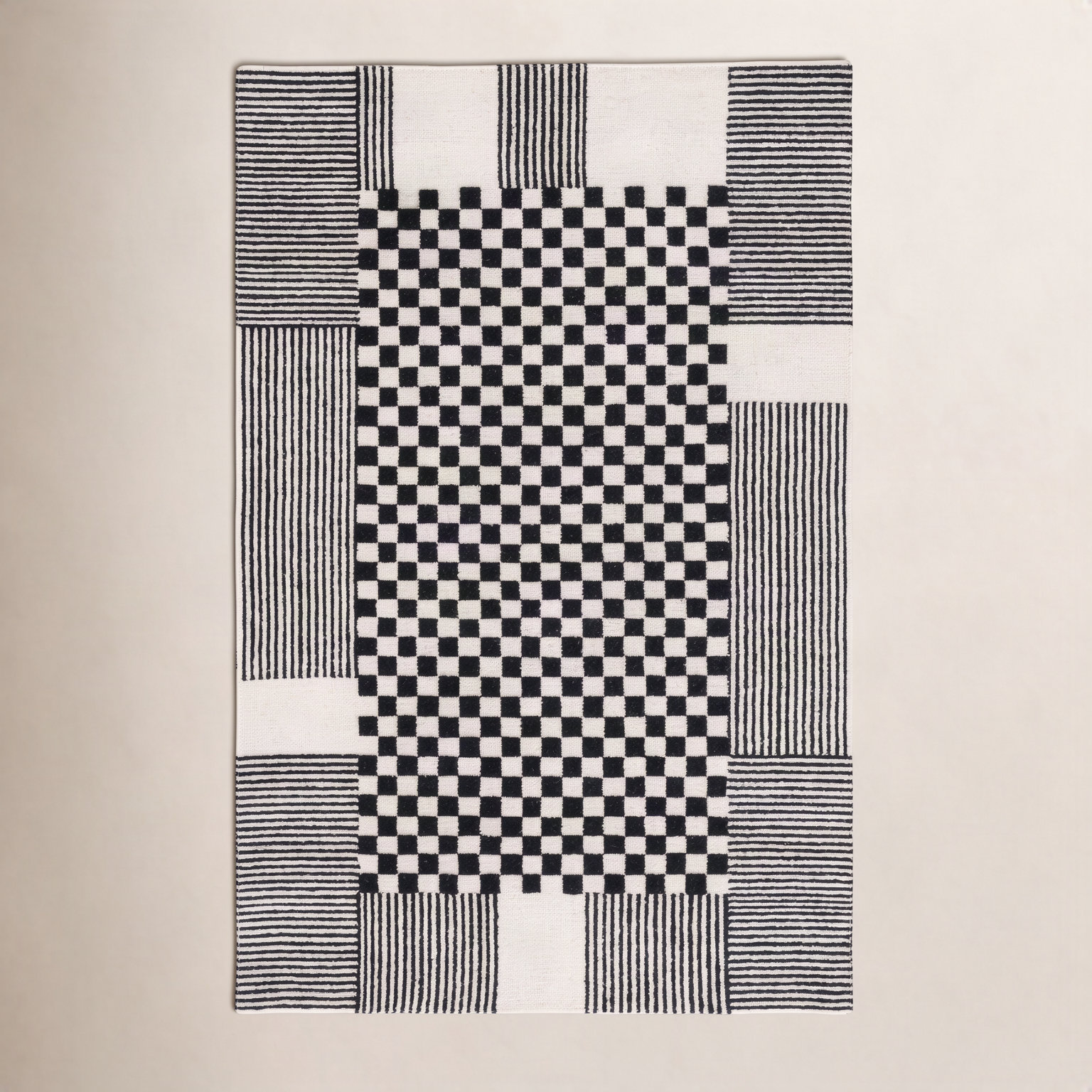 Hertha Hand-Tufted Checkered Wool Rug, Rectangle 8' x 10'