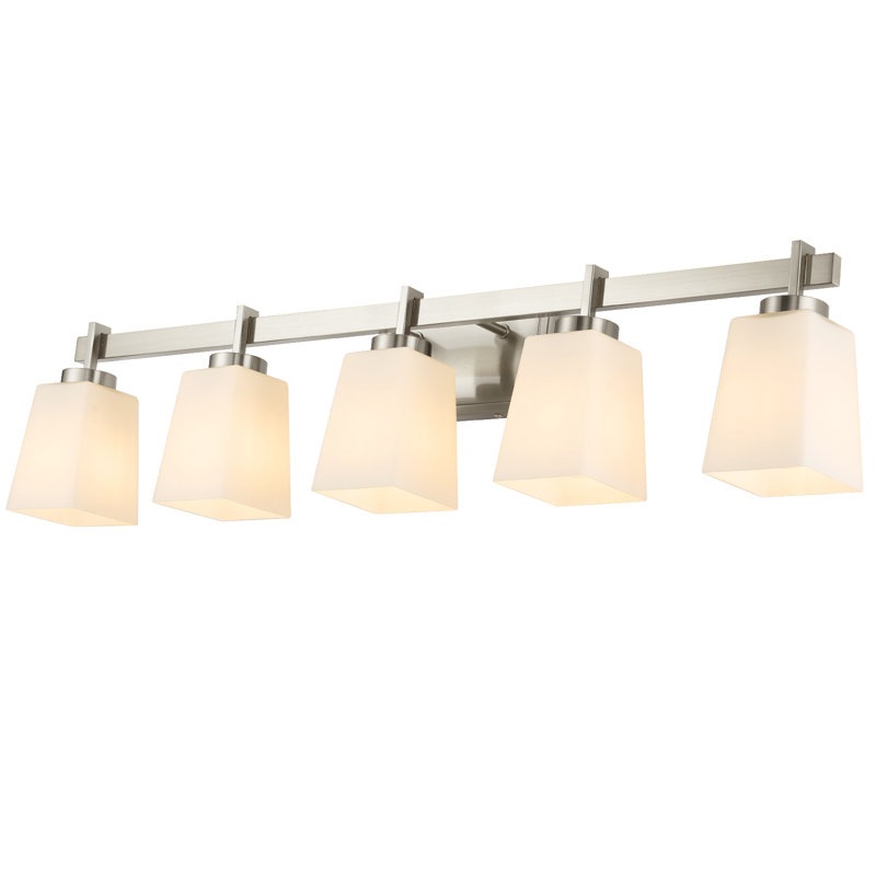 Luminaire de salle de bain certifié ETL avec abat-jour en verre laiteux, luminaire de salle de bain moderne , Nickel brossé