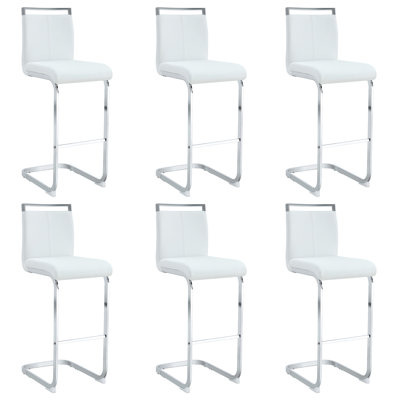 Comfort Pu Leather Bar Stools, Silver Metal Modern Seating For Kitchen
