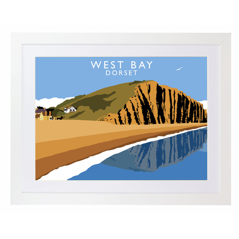 'West Bay' by Richard O'Neil - Print, White Wood Frame, 33.5 cm H x 43.5 cm W x 2.2 cm D