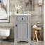 Meuble-lavabo de 20 pouces avec lavabo en céramique, porte à fermeture douce, tablette réglable et support de rangement fixé à la porte - idéal pour les petites salles de bain-314570727