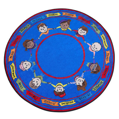 KidCarpet.com Hand in Hand Friendship Circle Rug, 6'x6' Round