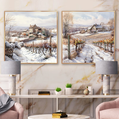 «Le charme du vignoble en hiver», 2 pièces