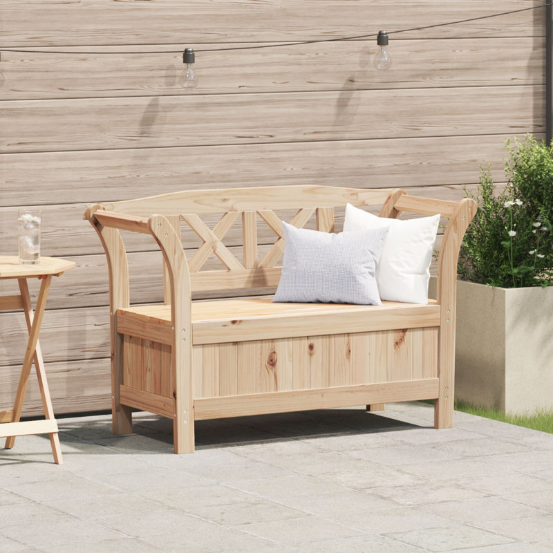 Solid Wood Storage Bench, Natural