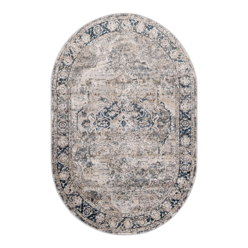 Cambrie Oriental Gray Area Rug, Oval 4'1" x 6'1"