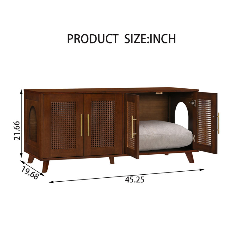 Caisse de style meuble avec 4 portes, Noyer
