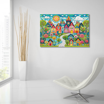 «Quilt Style Scene 4» par Rey Klimt, art mural en verre acrylique