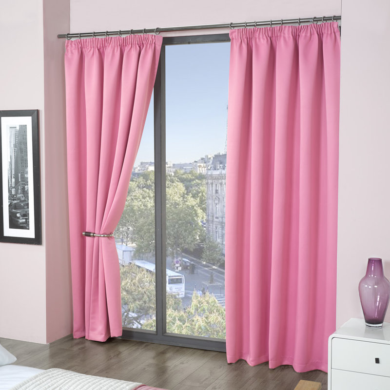 Cozine Blackout Curtain Pair, Pink, 229 W x 137 D cm