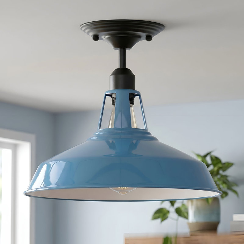 Lina Semi Flush Mount, Black, Blue
