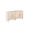 Buffet 59 po courbé rétro avec grain de bois vertical et grandes poignées en bois, tablettes réglables pour le rangement de la cuisine et de la salle à manger, blanc antique-710782960