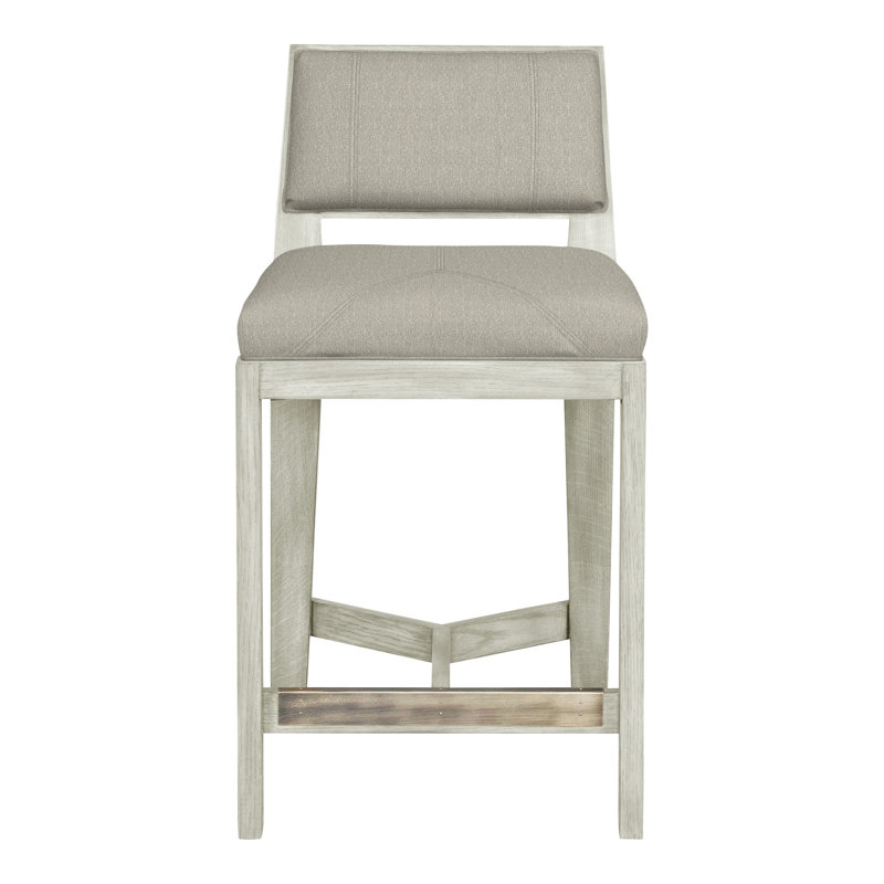 Scoville By Thom Filicia Upholstered Counter Stool with Solid Wood Frame, Wrenn, Ian Smoke
