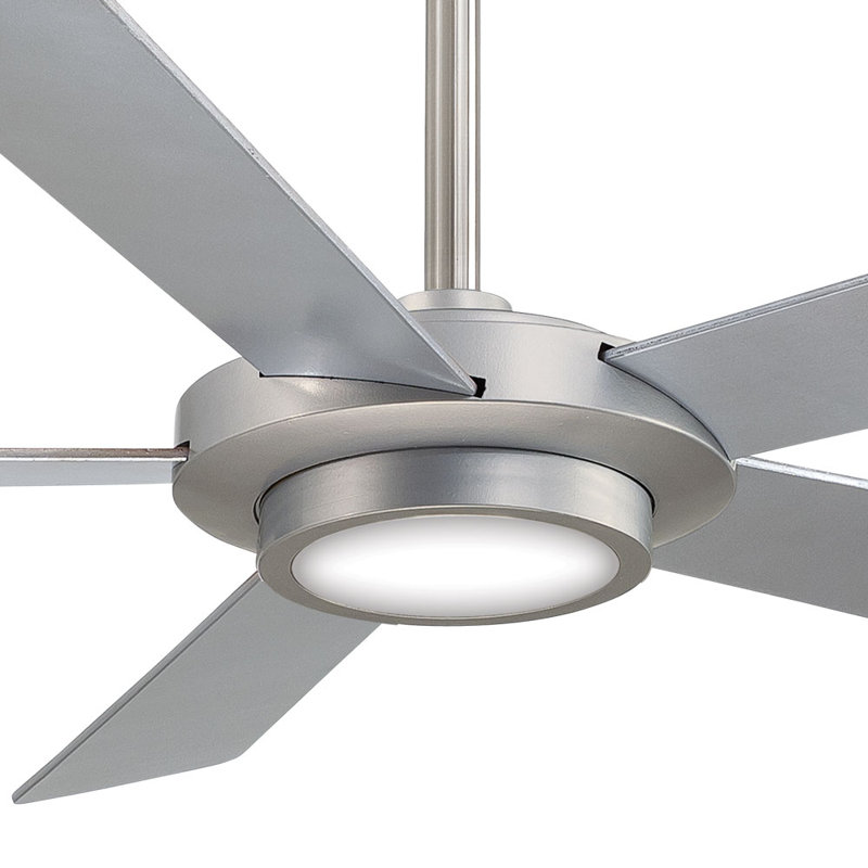 52" Sabot 5 - Blade LED Standard Ceiling Fan with Remote Control and Light Kit Included, Brushed Nickel with Silver Blades