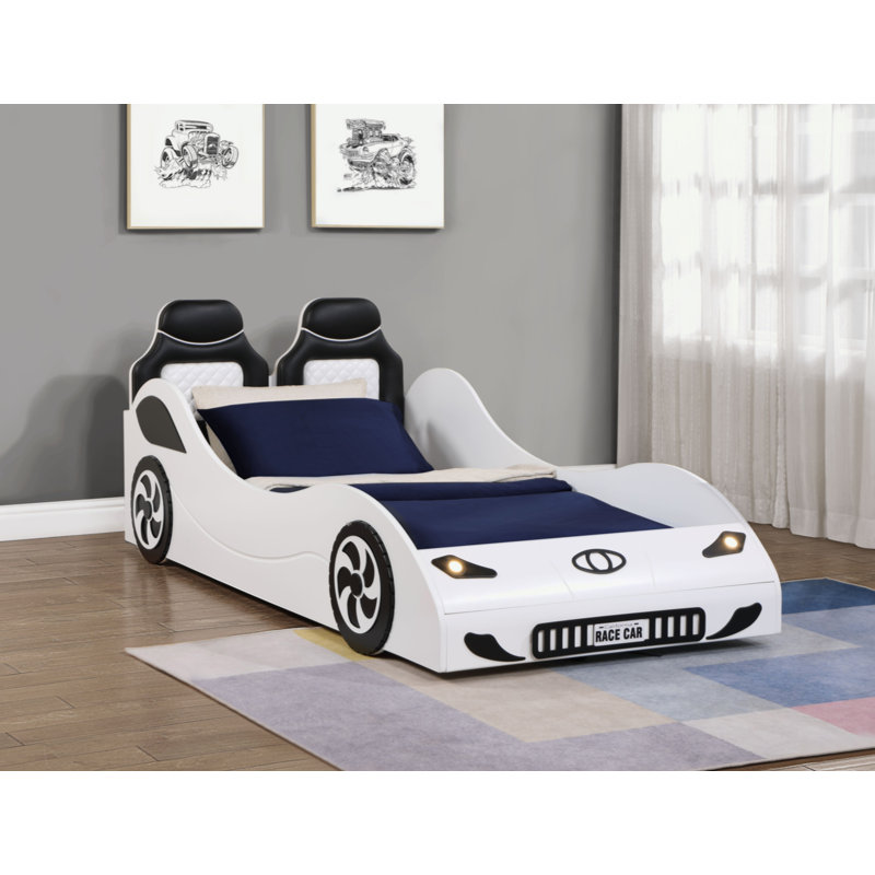 Lit voiture simple avec DEL Colen Finish, Blanc