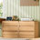 Tables de chevet (ensemble de 2), avec station de charge, table de bout arquée à 3 tiroirs pour petits espaces, pour chambre à coucher, salon, naturel