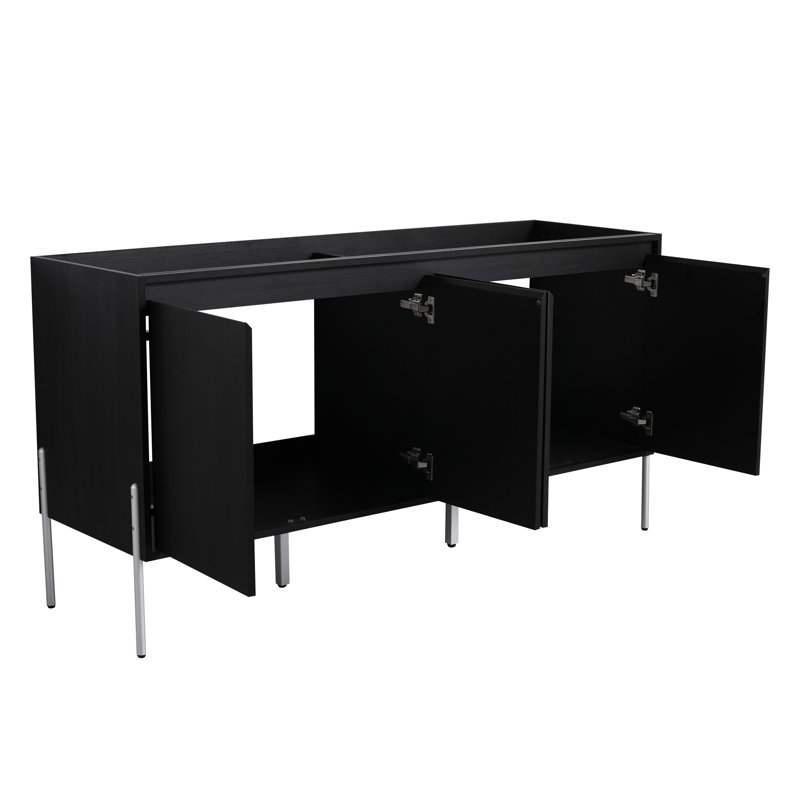 Armoire de salle de bain moderne en chêne foncé de 60 po avec structure et rangement spacieux facile d'entretien