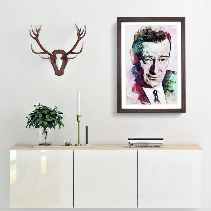 John Wayne in Abstract - Framed Print, 91cm H x 60cm W x 2cm D, Walnut