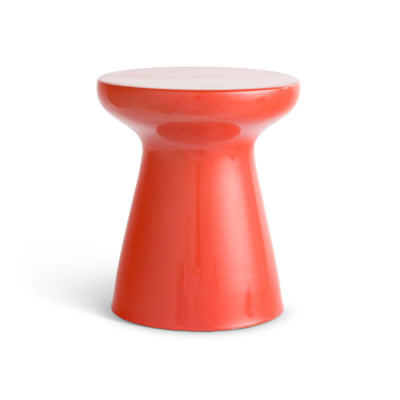 Terrazza Ceramic Earthenware Side Table in Orange, Orange