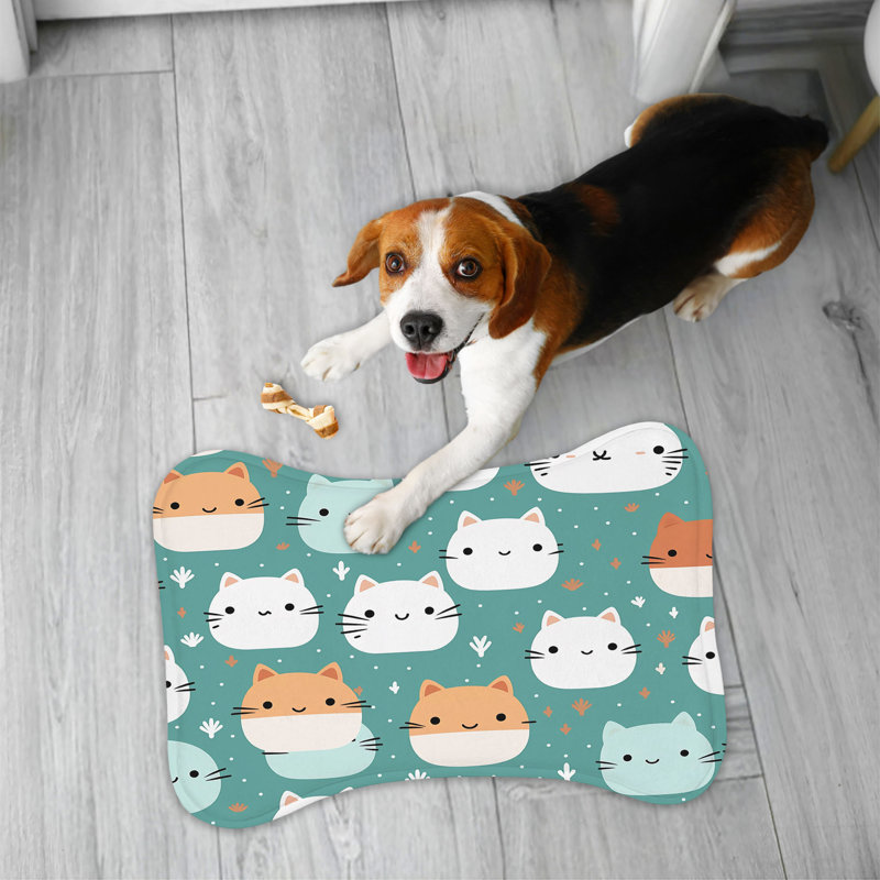 Tapis d'alimentation en forme d'os Kawaii Feline Prints - 1 pièce
