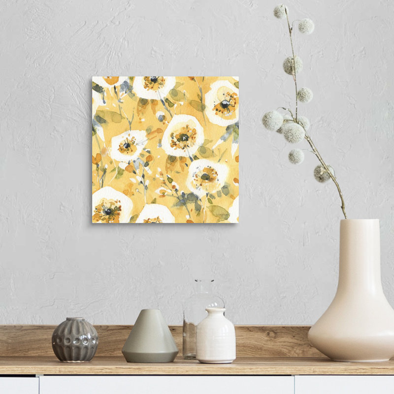 «Happy Yellow 23» par Lisa Audit - reproduction d'art, H 12 po x l 12 po x P 1,25 po, Toile tendue