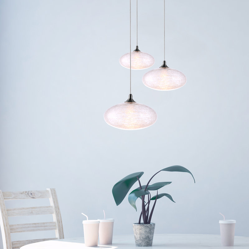 Luminaire suspendu en forme de globe à DEL 3 lumières Alvie, Chrome