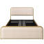 Lit moderne en métal beige avec rangement, tête de lit courbée, grand