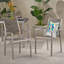  Chaises de salle à manger d'extérieur modernes en aluminium avec siège en faux bois et structure résistante à la rouille, gris, ensemble de 2