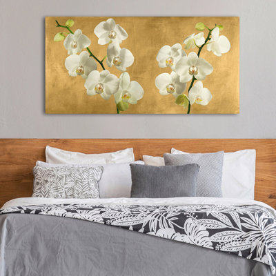 Orchids On A Golden Background by Andrea Antinori - Wrapped Canvas Art Prints