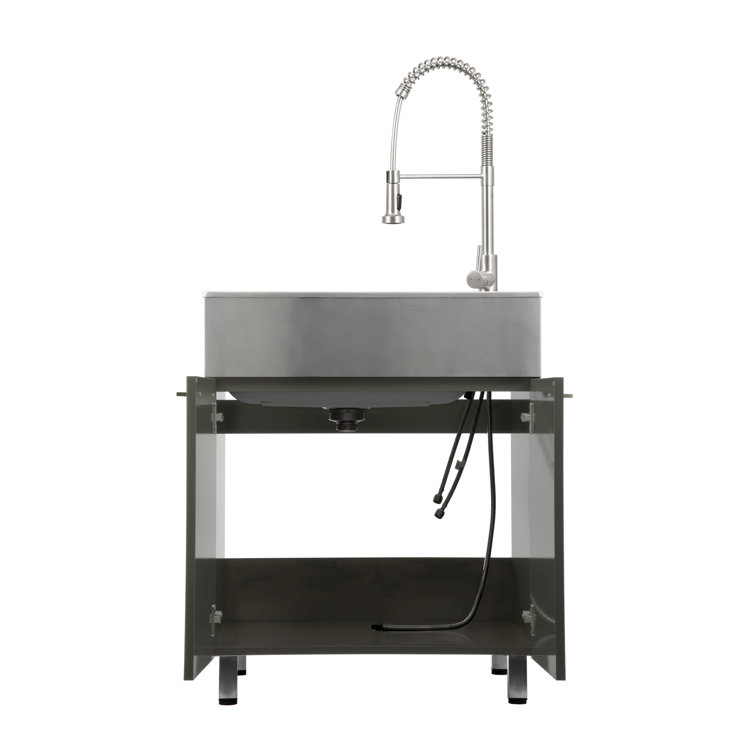 All-In-One 28 L x 22 W Free Standing Laundry Sink with Faucet