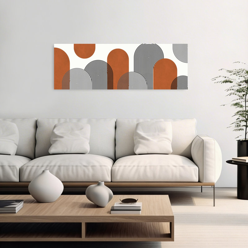 Art géométrique contemporain abstrait géométrique, H 16 po x l 48 po