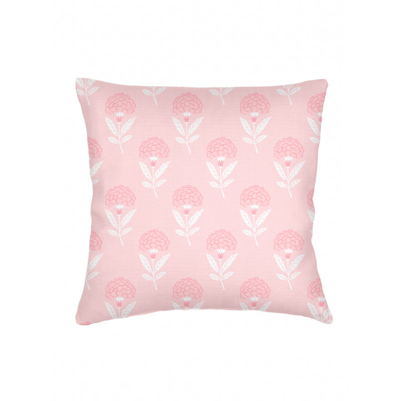 Printed Pillows Linen Floral Accent Pillow, Pink, Square 26", Polyester