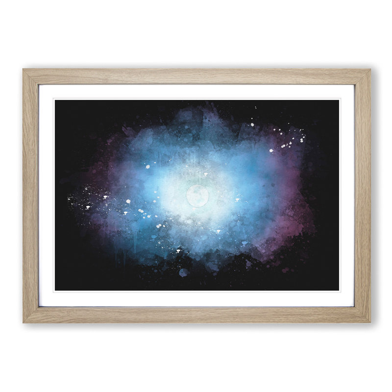 Moon in the Sky - Picture Frame Graphic Art Print, 62cm H x 87cm W x 2cm D, Oak Framed