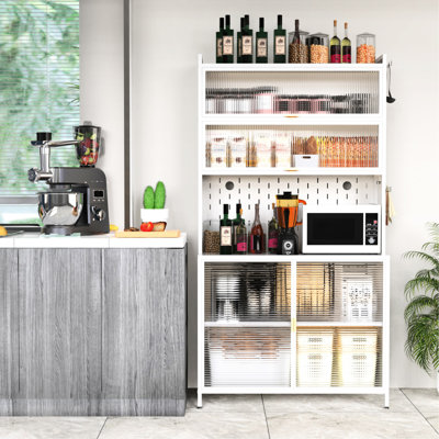6 - Level Flip Door 73 Inch Tall Steel Pantry In White, Quick View Door, Space Saving, Easy Install White With , Tip Feature, For Multiple Rooms, Ample Storage, Assembly