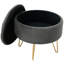 Ajla 38cm Wide Velvet Tufted Circle Pouffe Ottoman with Storage
