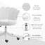 Chaise de bureau en molleton berbère à dossier moyen avec roues pivotantes, blanc