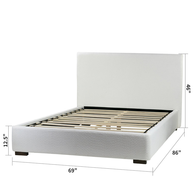 Bedwyr White Boucle Bed, Queen