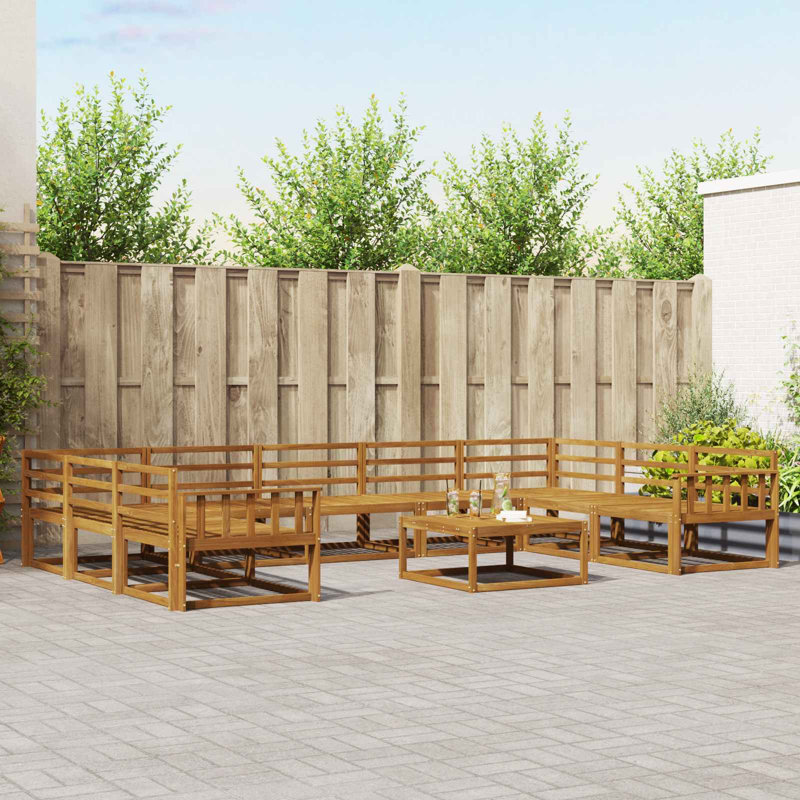  Outdoor Sofa Set 10 Pcs Natural Solid Acacia Wood