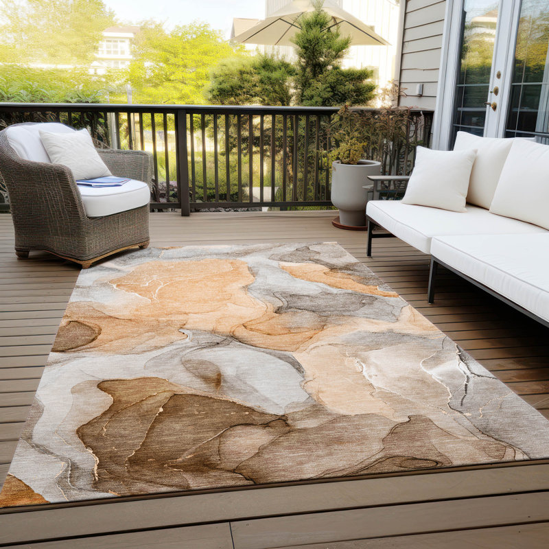 Alfonzo Washable Abstract Indoor / Outdoor Rug, Rectangle 9' x 12'