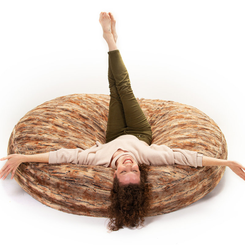 6 Foot Cocoon - Large Bean Bag Chair, Premium Luxe Faux Fur, Red Fox