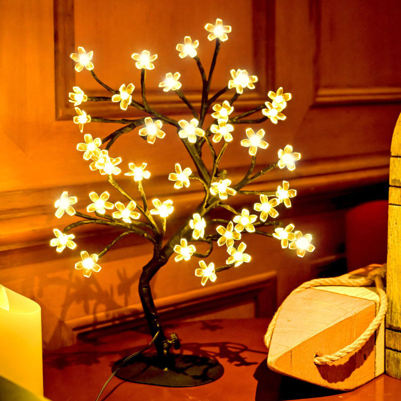 40LED Lighted Tabletop Artificial Flower Bonsai Tree Lamp