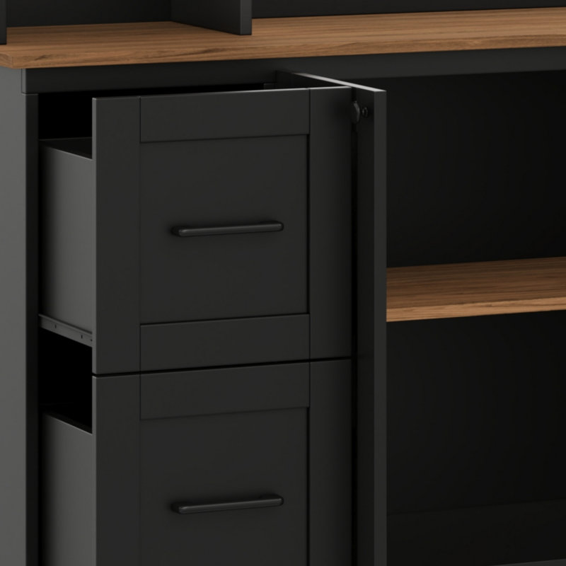 Grande armoire de divertissement de style campagnard noir avec tablette réglable en noyer pour téléviseur quatre en un