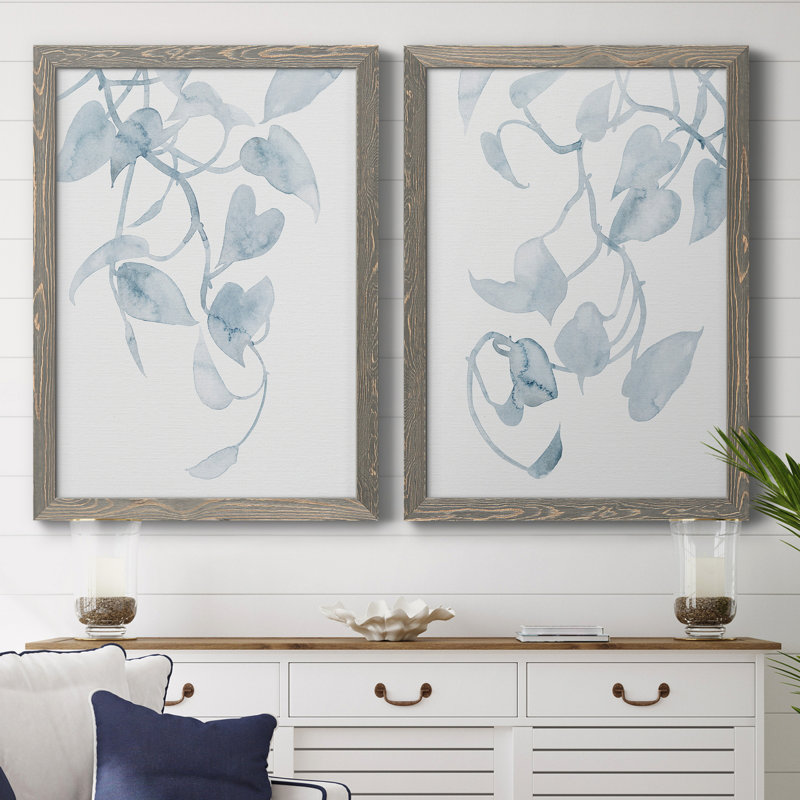 Pothos Penumbra I - ensemble de 2 peintures sur toile encadrées, Gris, H 31,5 po x l 47 po x P 1,5 po