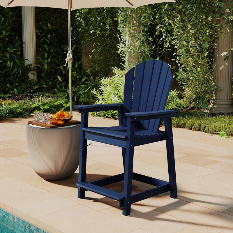 Outdoor HDPE Adirondack Chair / Patio Bar Stool, Navy