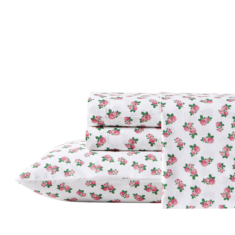 Ensemble de draps en coton percale Betsey Johnson, Ensemble de drap pour lit très grand avec drap-ho