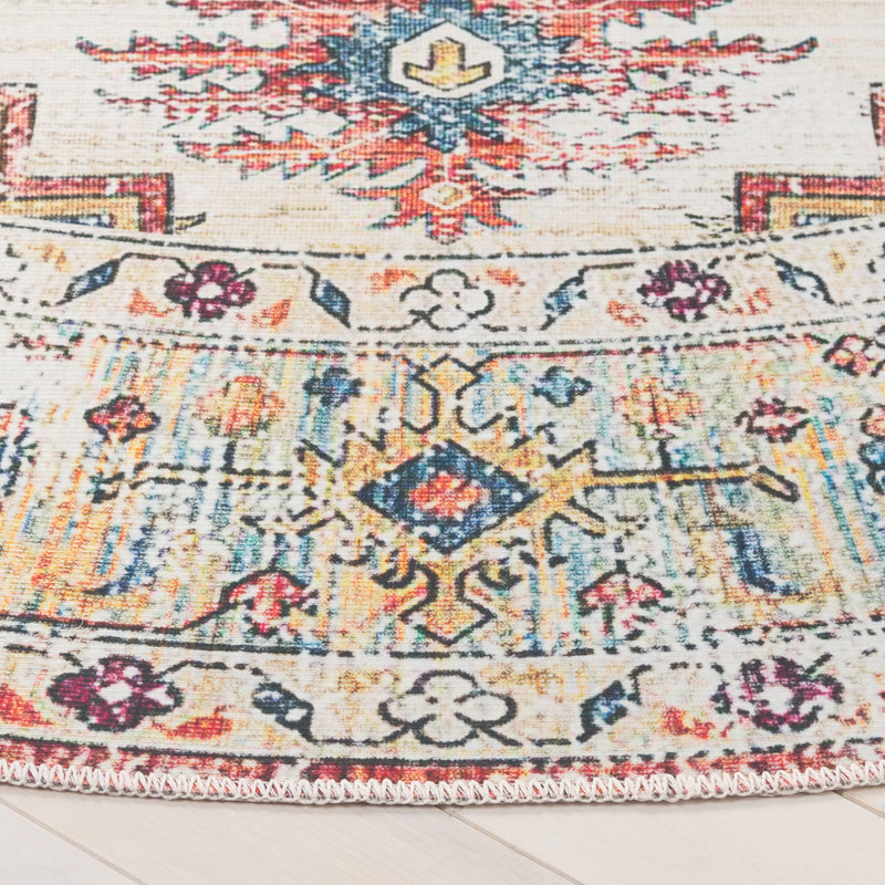 Ranada Performance Machine Washable Southwestern Rug, Round 6'