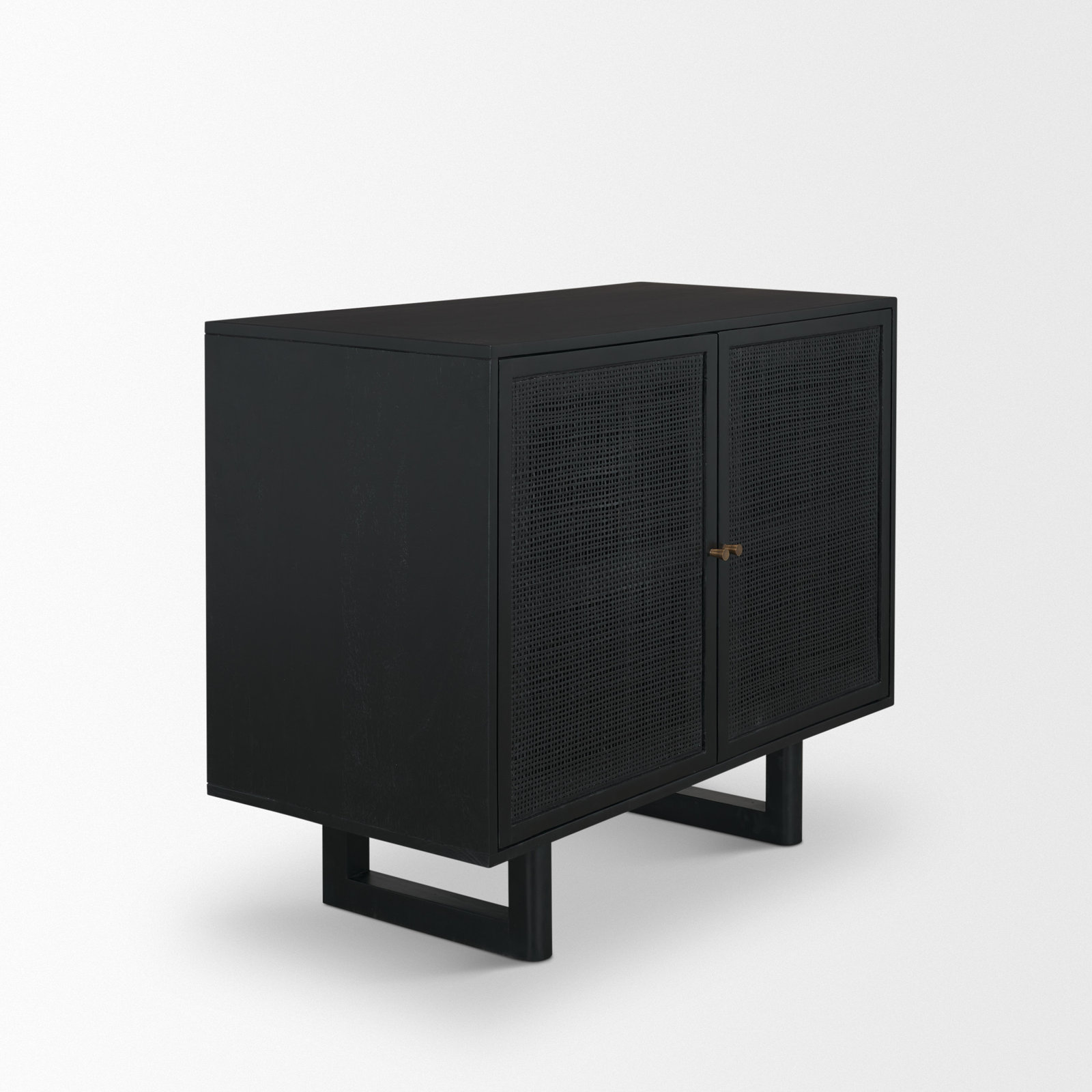 Cinna Solid Wood 2-Door Accent Cabinet, Black